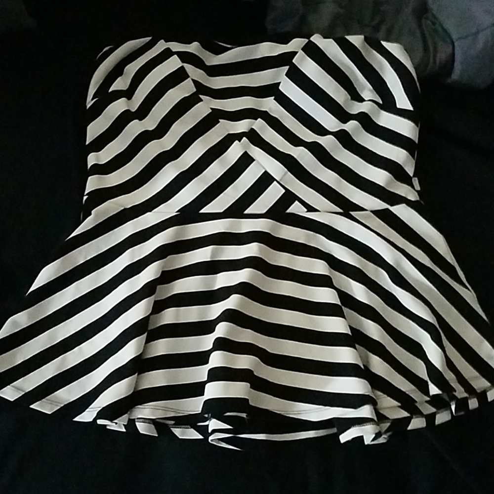 Striped peplum tube top